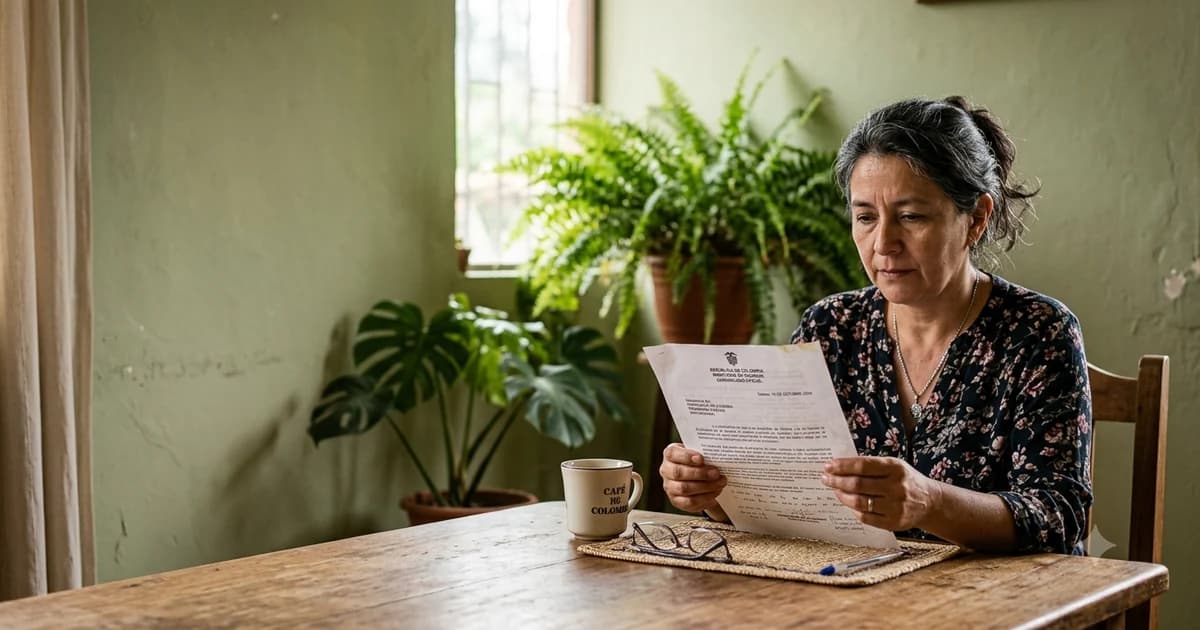 Persona revisando una resolución que suspende la pensión de sobrevivientes en Colombia